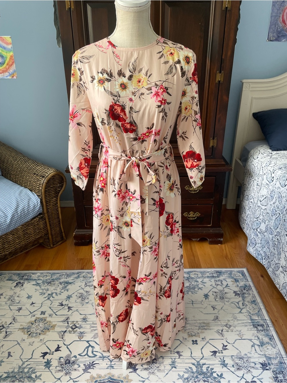 Shein Maxi Dress-Medium-Peach Floral